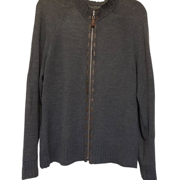 St. John Sport Heather Grey Knit Zip-Up Sweater Set Womens Soft & Cozy Size XL - Picture 2 of 10